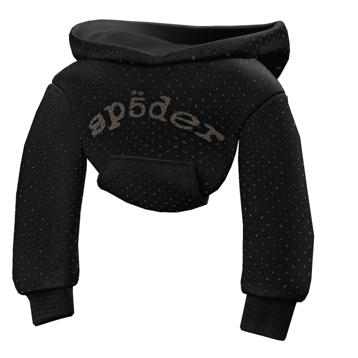 [4.0] Black Rhinestone Sp5der Shoulder Hoodie