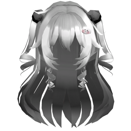 Wavy Swirly Twintails Hair W Cat Hair Clip & Pom Roblox item