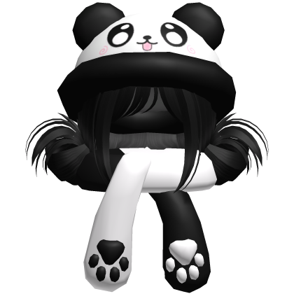 Cute Panda Hat + Scarf Hair Black Roblox item