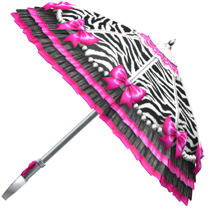 Hime Gyaru Zebra Ruffle Bow Parasol Pink Black 