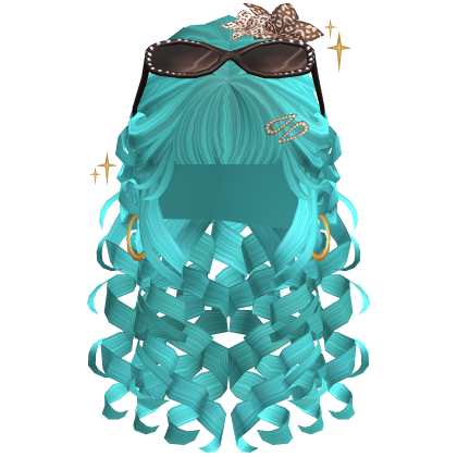 Cyan Y2K Layered Curly Pigtails Hair