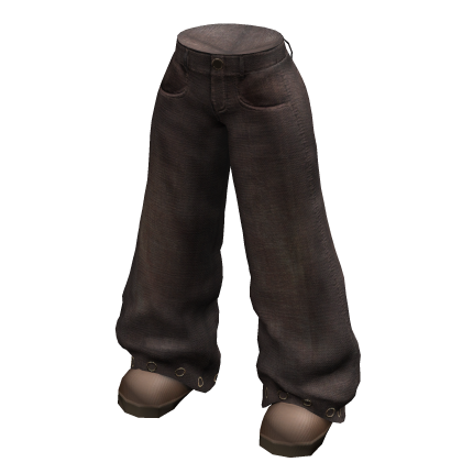 Casual Cozy Brown Denim Pants with Fur Boots