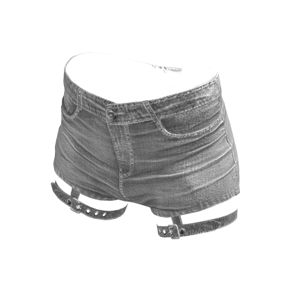 Y2K Denim Shorts with Straps White thumbnail