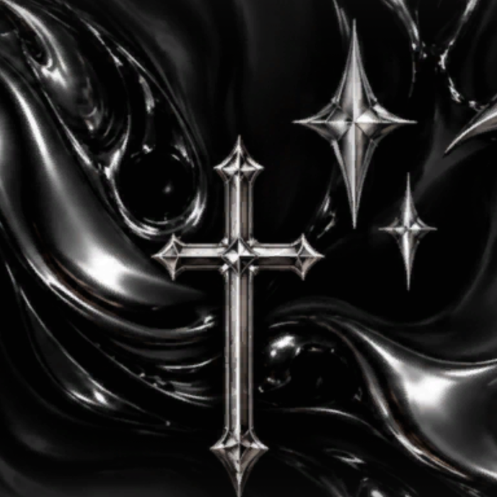 Chrome Black Crosses Metal Y2K Background