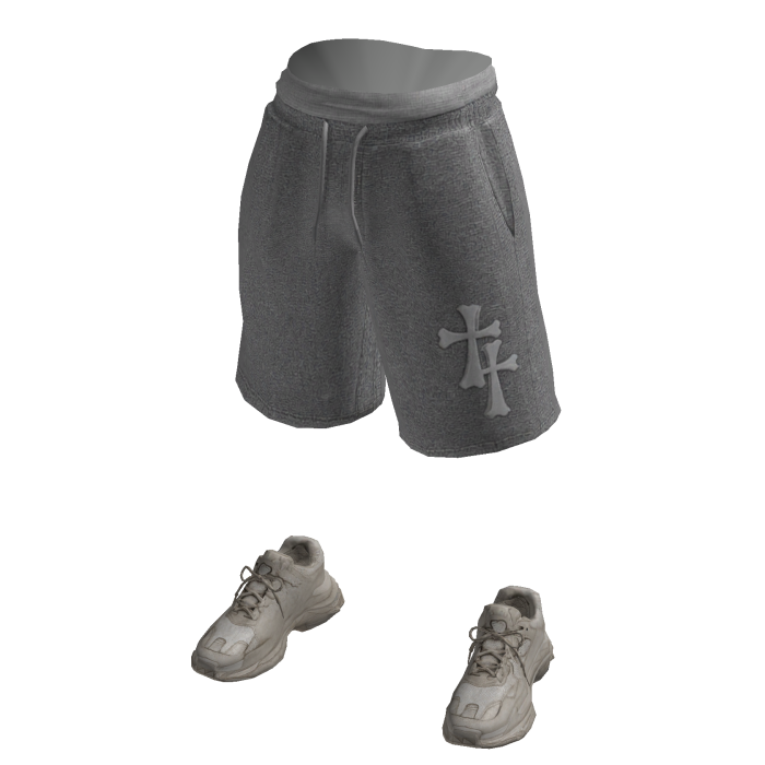 Distressed Cross Shorts w/ Sneakers