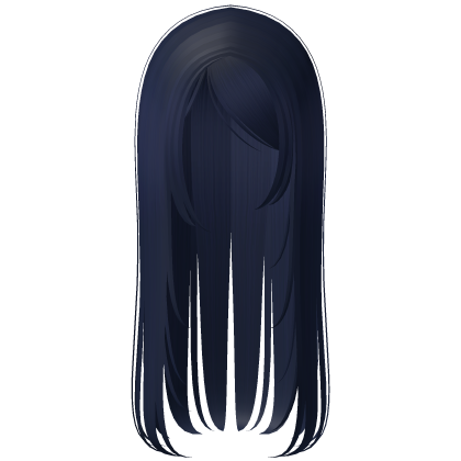♡ long straight y2k goth emo hair dark blue