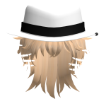 Blonde Messy Wolf cut Hair with White Fedora