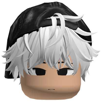 White Messy Emo Hair Y2K Cap Anime Boy Face