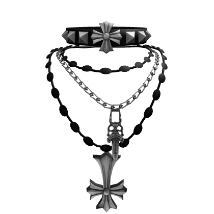 Gothic Cross Spike Emo Choker Silver