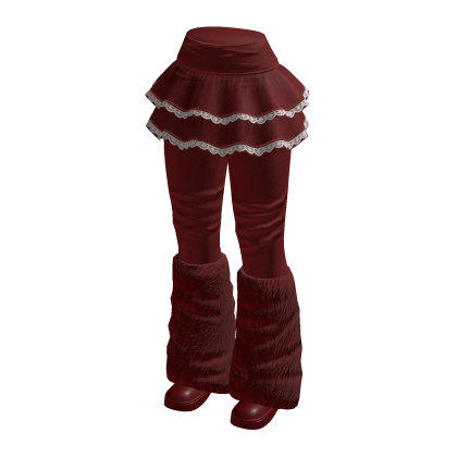 Tiered Skirt with Slouchy Boots (Burgundy)