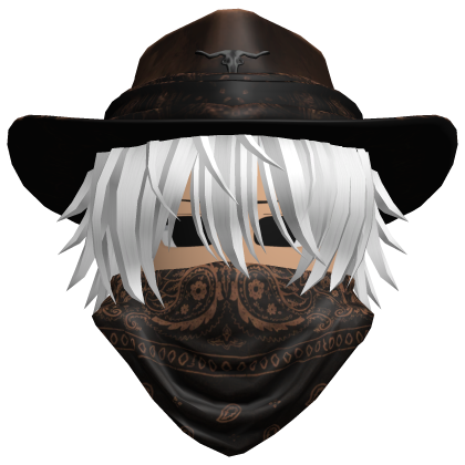Brown Cowboy Hat with Mask + Neck Scarf