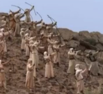 uhud savasi'nda tepeyi terk eden okcular