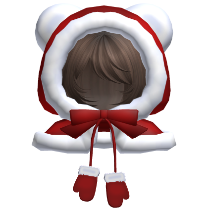 red christmas bear hood bob cut hair brown