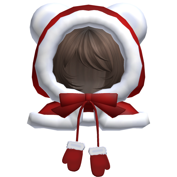 red christmas bear hood bob cut hair brown