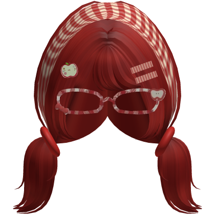 Igari Pigtails Hair w/ Glasses Red Roblox item