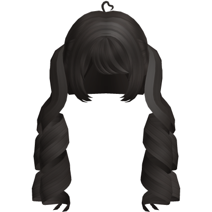 split dark brown dollete curly pigtails Roblox item