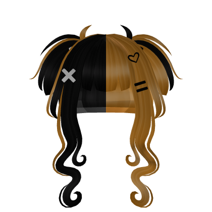 Messy Twin-Tail Curls - Blonde & Black (Half) Roblox item