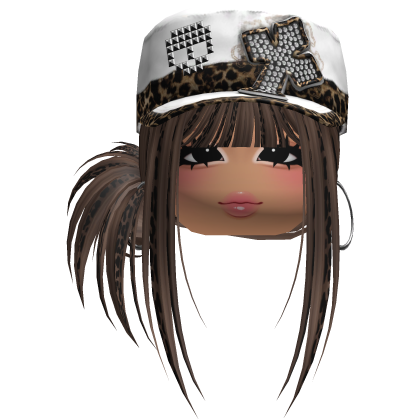 Gyaru Side Bun Hair w/ Cheetah Cap & Earrings