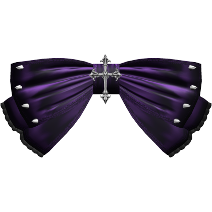 Droopy Gothic Cross Bow w Spikes (Dark Purple)
