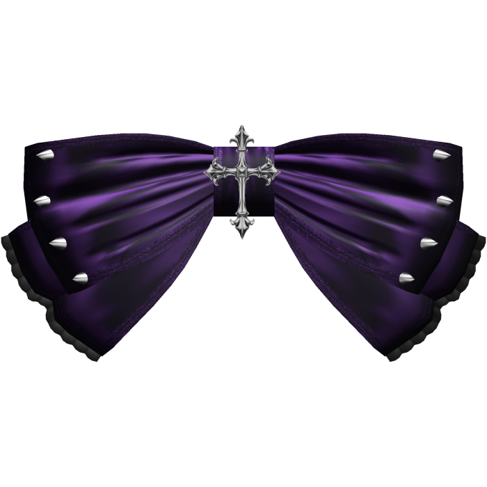 Droopy Gothic Cross Bow w Spikes (Dark Purple)
