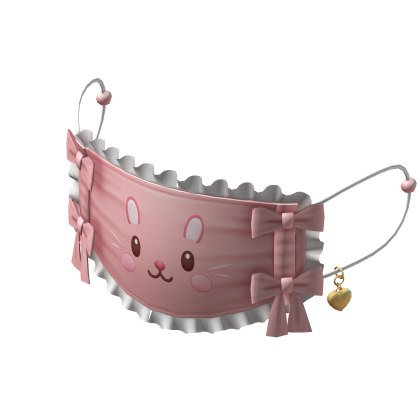 Cute Pink Bunny Ruffle Mask Roblox item
