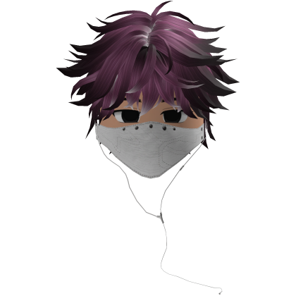 Cute Emo Boy Headphones Mask white Y2K ( purple )