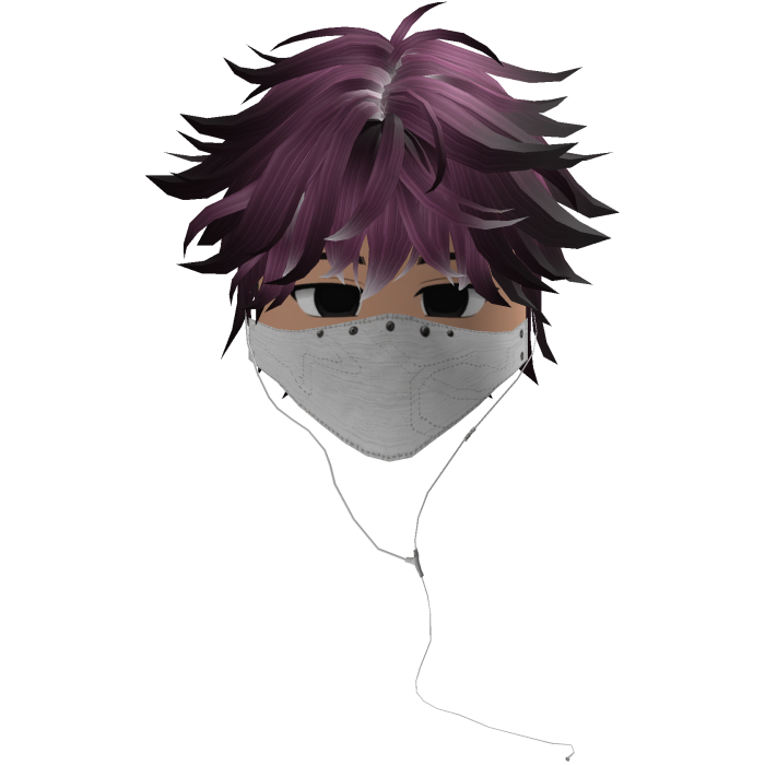Cute Emo Boy Headphones Mask white Y2K ( purple )