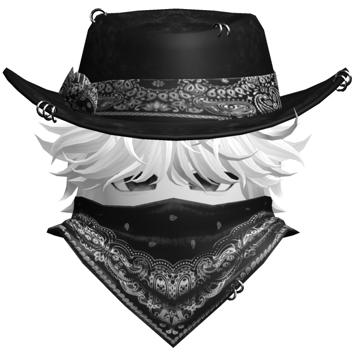 Gothic Cowboy Bandit w/ Neckscarf & Cowboy Hat