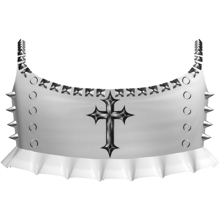 emo studded spikey cross top in white