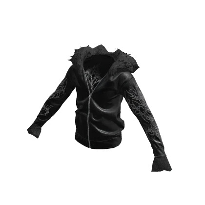 トップス wild style black fur parka emo goth vkei ʚ♡ɞ Emo Vkei Gothic Black Leather Fur Jacket | Roblox Item