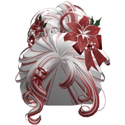 ♡ Christmas Flowery Bun Updo (White & Red)