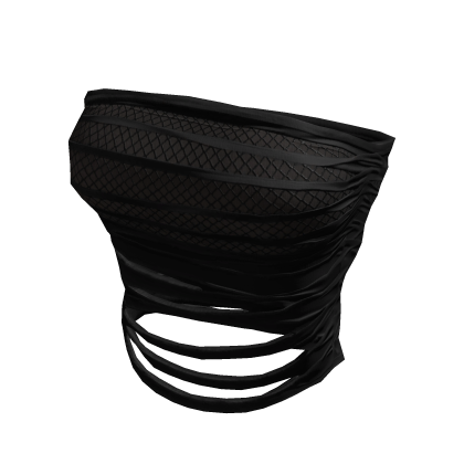 Black Fishnet Ripped Cropped Tube Top
