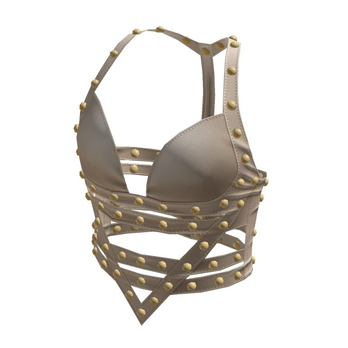 aprelle Y2k leather studded top ivory