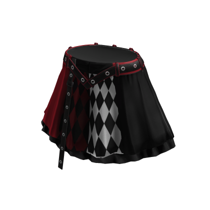 Belted Mini Skirt with Diamond Panel (Red)