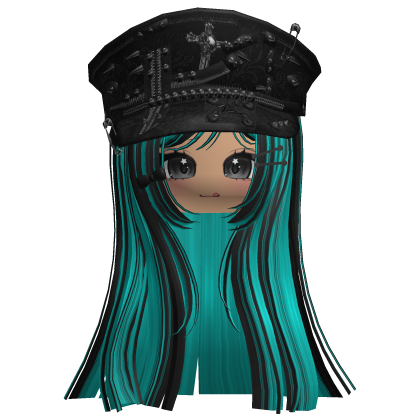 Black&Teal Captain Y2K Cap Hair