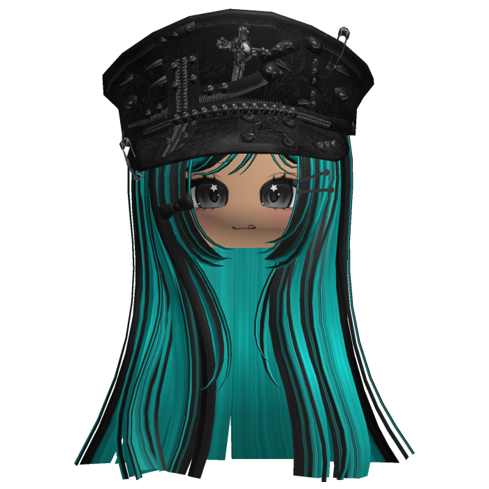 Black&Teal Captain Y2K Cap Hair