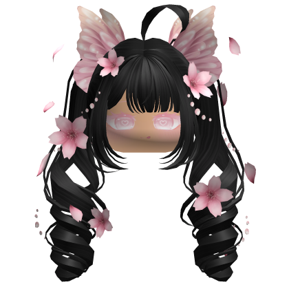 Mystical Sakura Petal Pigtails (Black)