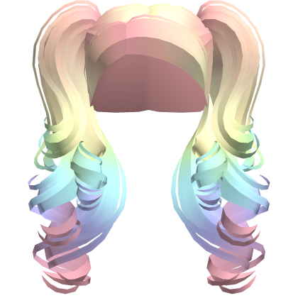 Fluffy Curly Latina Pigtails Rainbow