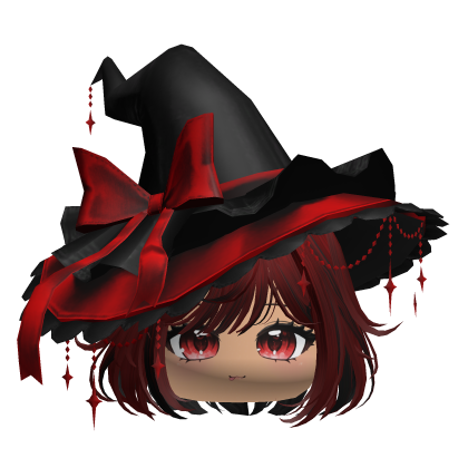 Cute Hair w/Halloween Witch Hat (Dark Red) Roblox item