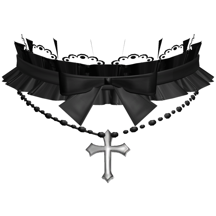 cute gothic lolita black cross bow choker
