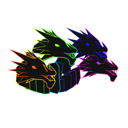 Rainbow Cartoony Dragon Heads