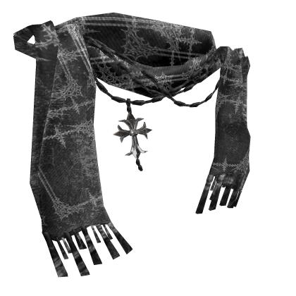 cyber Sigilism textured Chrome scarf w pendant