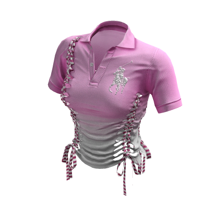 Braided Cutout Polo Shirt (Bebe Pink)