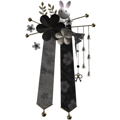Greyscale & Gold Sakura Japanese Flower Hairclip