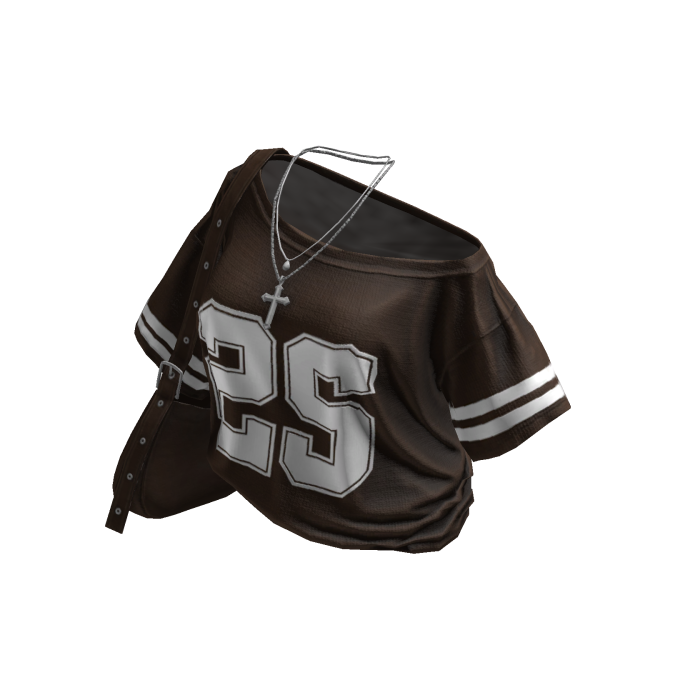 Y2K Brown Off-Shoulder Jersey w/ Cross Bag