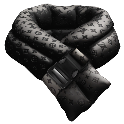 Black Leather LV Designer Puffer Lower Scarf
