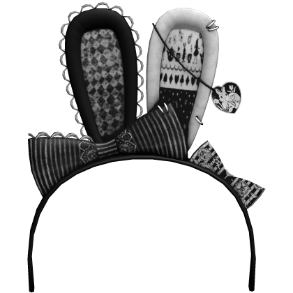  Emo Vkei Bow Bunny Ears Headband Black White Roblox item