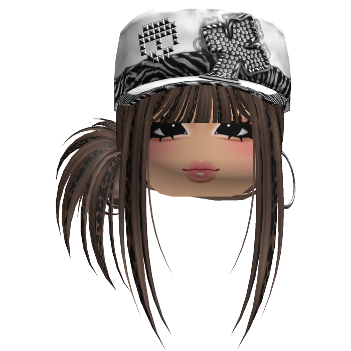 Gyaru Side Bun Hair w/ Zebra Cap & Earrings