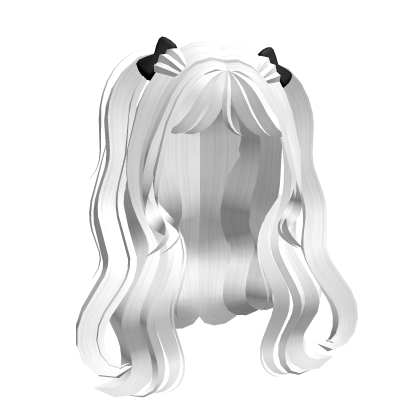 Cute white messy doll hair w/ pigtails Roblox item