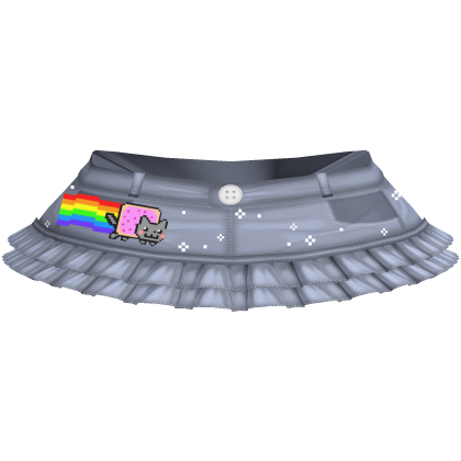 short denim cutie mini skirt nyan cat light wash